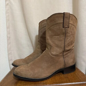 Justin Womens Tan Leather Round Toe Cowgirl Western Boots Size US 8.5 MEX 5.5